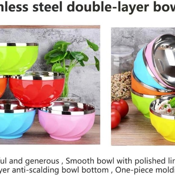 Multi Colored Double walled Insulated Metal Bowls - Picture 8 of 12